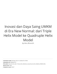 Inovasi Dan Daya Saing UMKM Di Era New Normal: Dari Triple Helix Model ...